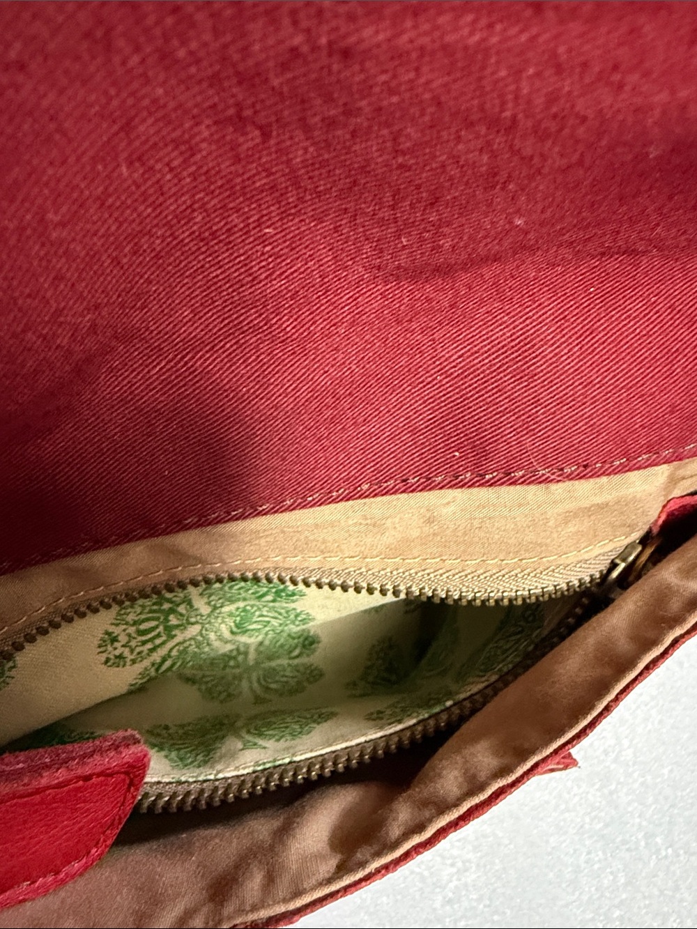 Lucky Brand Red Italian Leather Crossbody Shoulder Bag Boho Vintage Small - Picture 6 of 6